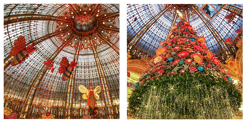 The Christmas tree and light display at Galeries Lafayette in Paris